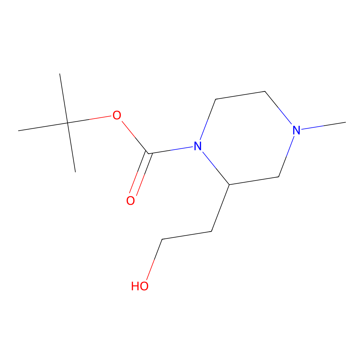 2-(2-Hydroxy-ethyl)-4-methyl-piperazine-1-carboxylic acid tert-butyl ester molecular structure, CAS 1784122-76-4
