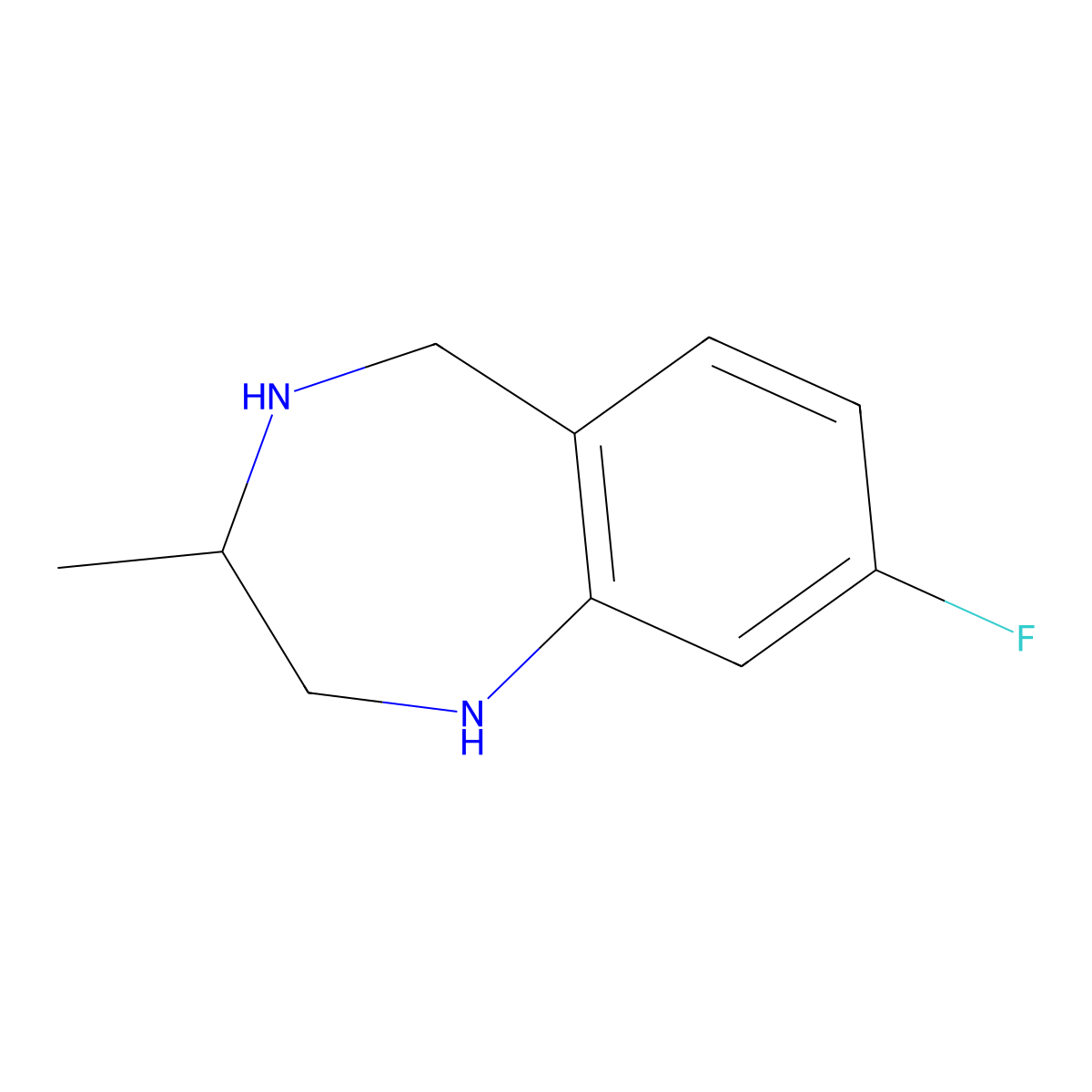 8-fluoro-3-methyl-2,3,4,5-tetrahydro-1H-1,4-benzodiazepine molecular structure, CAS 1784124-03-3