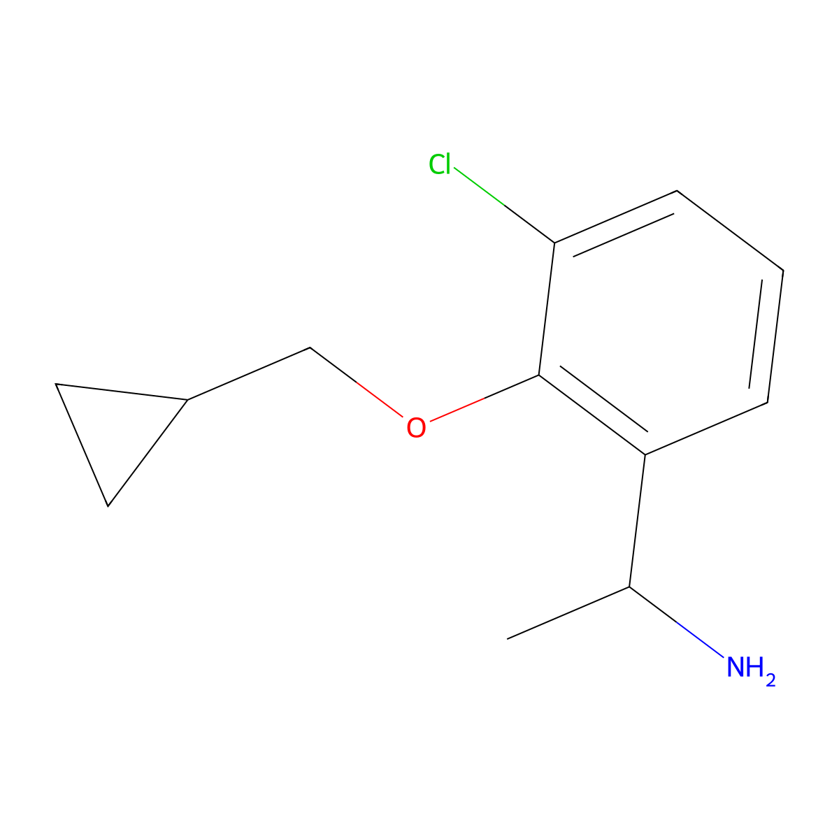 1-(3-Chloro-2-cyclopropylmethoxy-phenyl)-ethylamine molecular structure, CAS 1784125-69-4