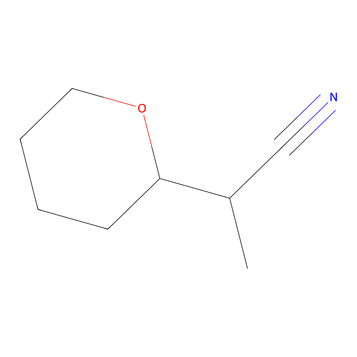 2-(Oxan-2-yl)propanenitrile molecular structure, CAS 1784128-51-3