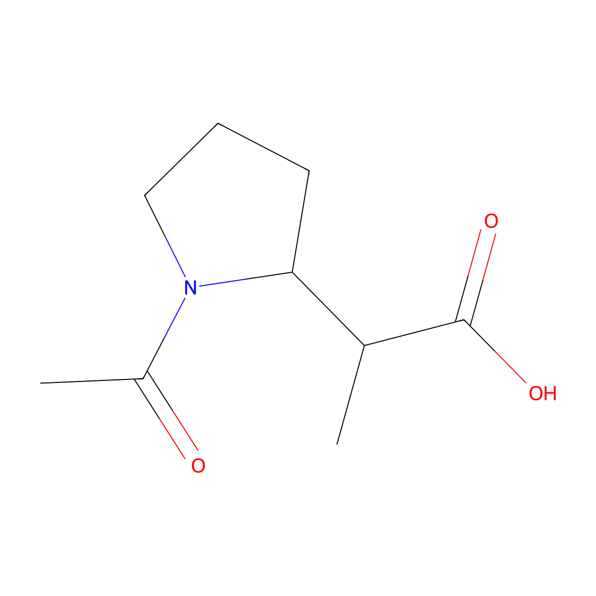 2-(1-Acetylpyrrolidin-2-yl)propanoic acid molecular structure, CAS 1784128-60-4