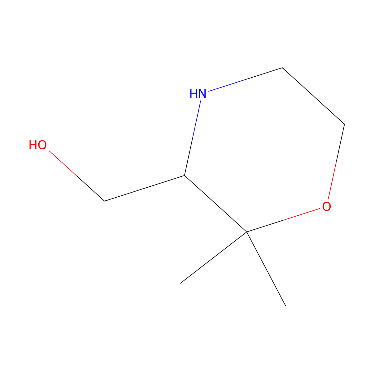 (2,2-Dimethylmorpholin-3-yl)methanol molecular structure, CAS 1784130-00-2