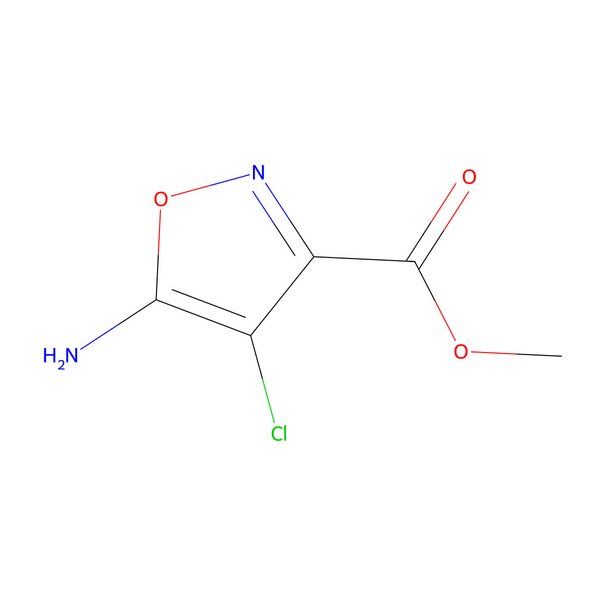 Methyl 5-amino-4-chloro-1,2-oxazole-3-carboxylate molecular structure, CAS 1784140-97-1