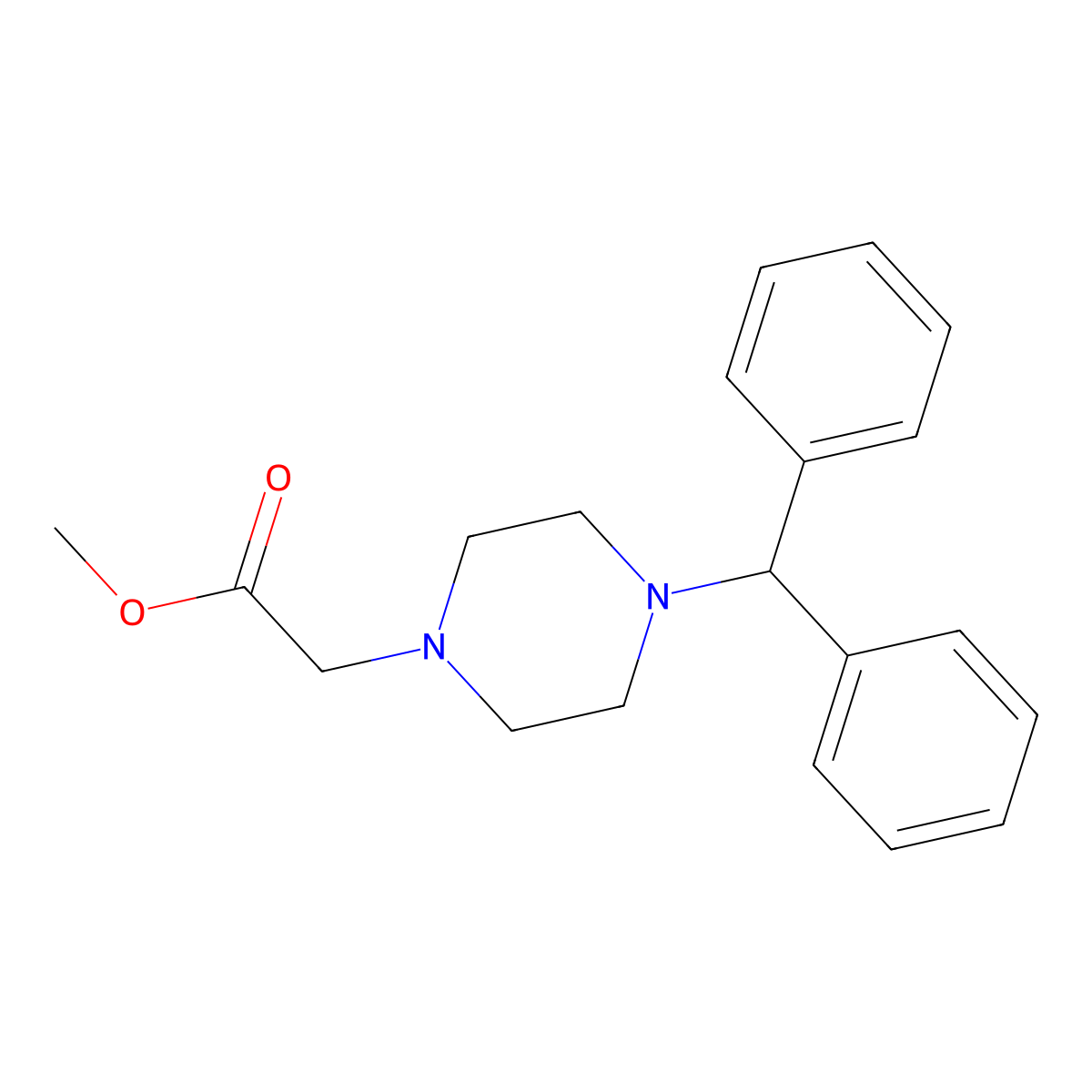 Methyl 2-(4-benzhydrylpiperazin-1-yl)acetate molecular structure, CAS 178416-97-2