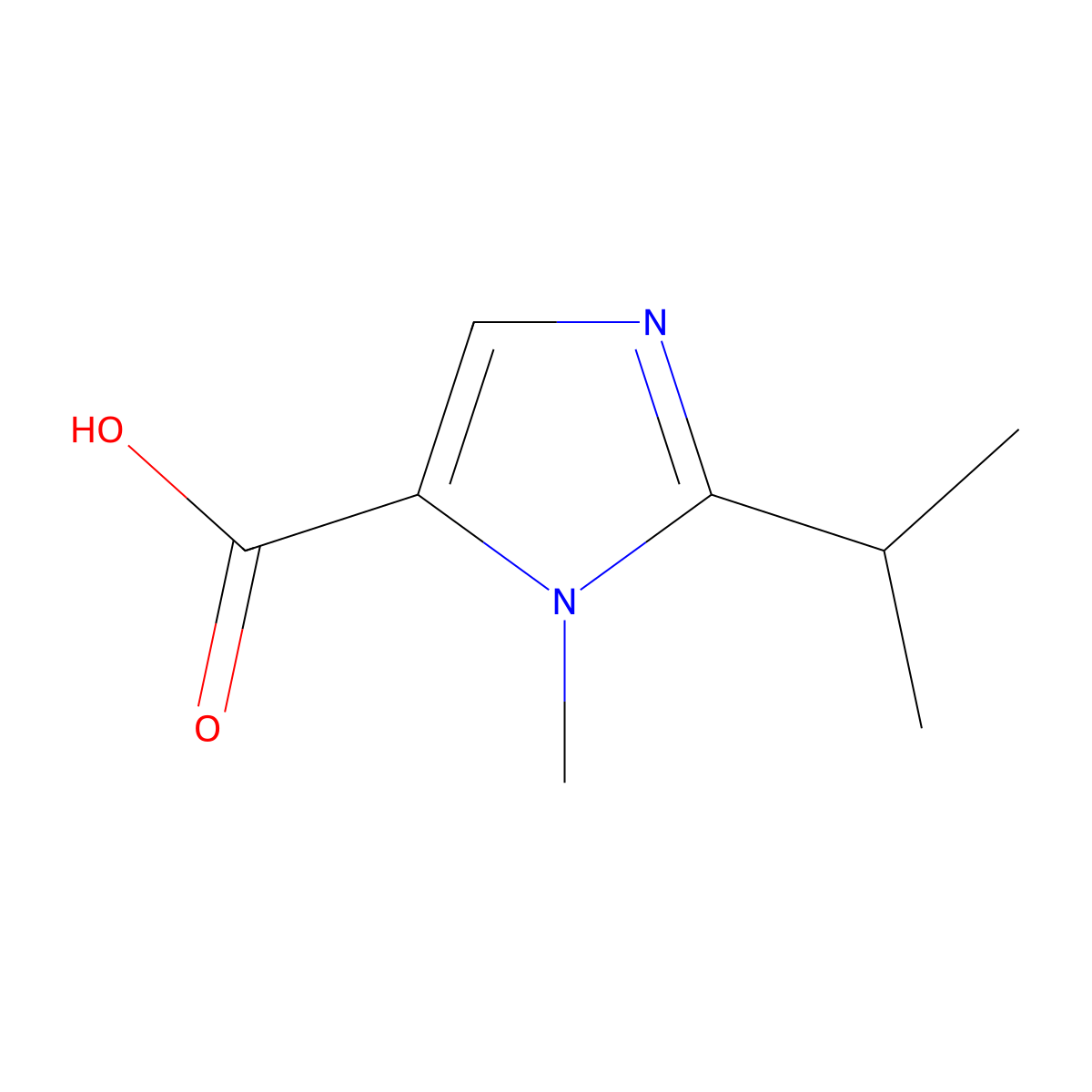1-methyl-2-(propan-2-yl)-1H-imidazole-5-carboxylic acid molecular structure, CAS 1784171-25-0