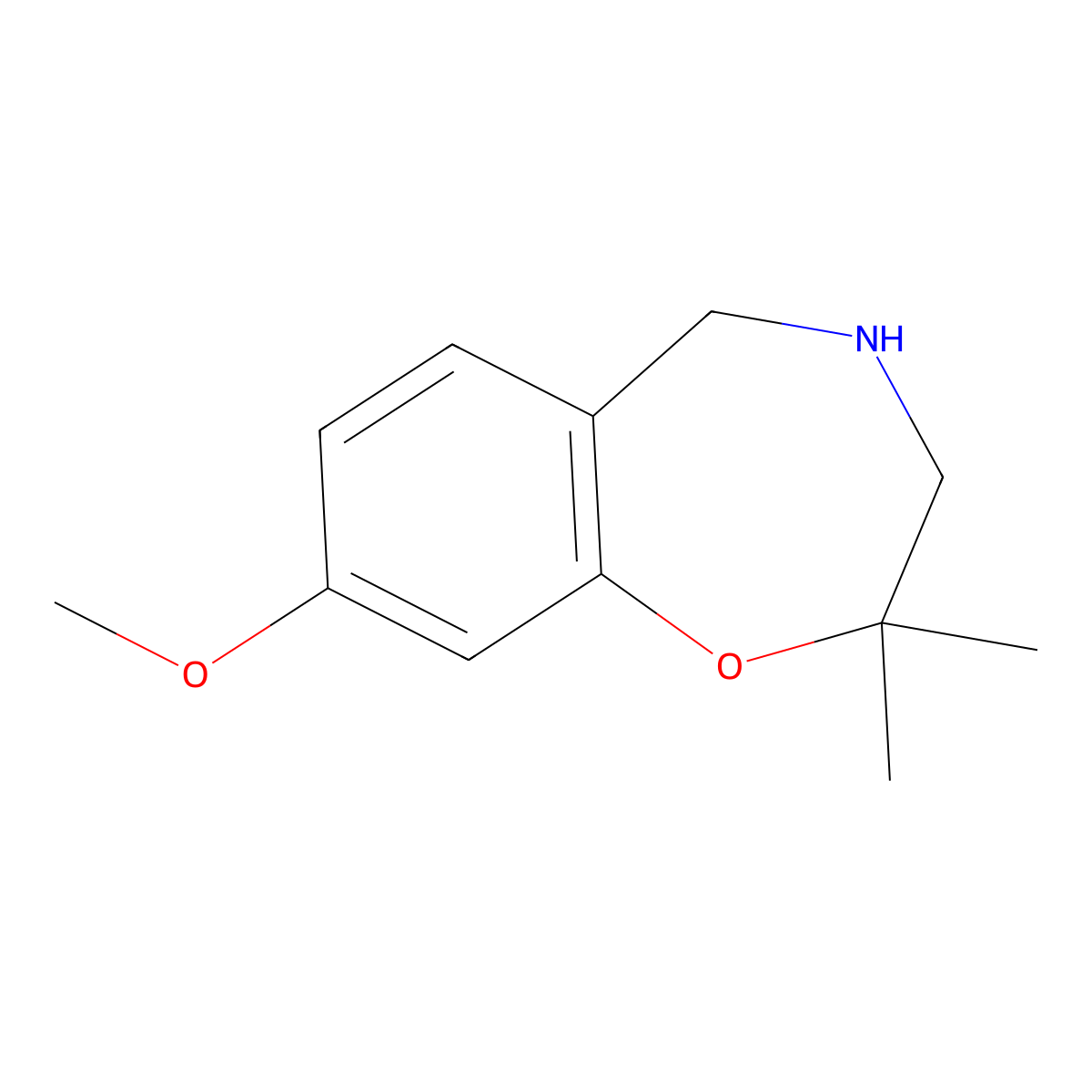 8-Methoxy-2,2-dimethyl-2,3,4,5-tetrahydro-1,4-benzoxazepine molecular structure, CAS 1784180-64-8