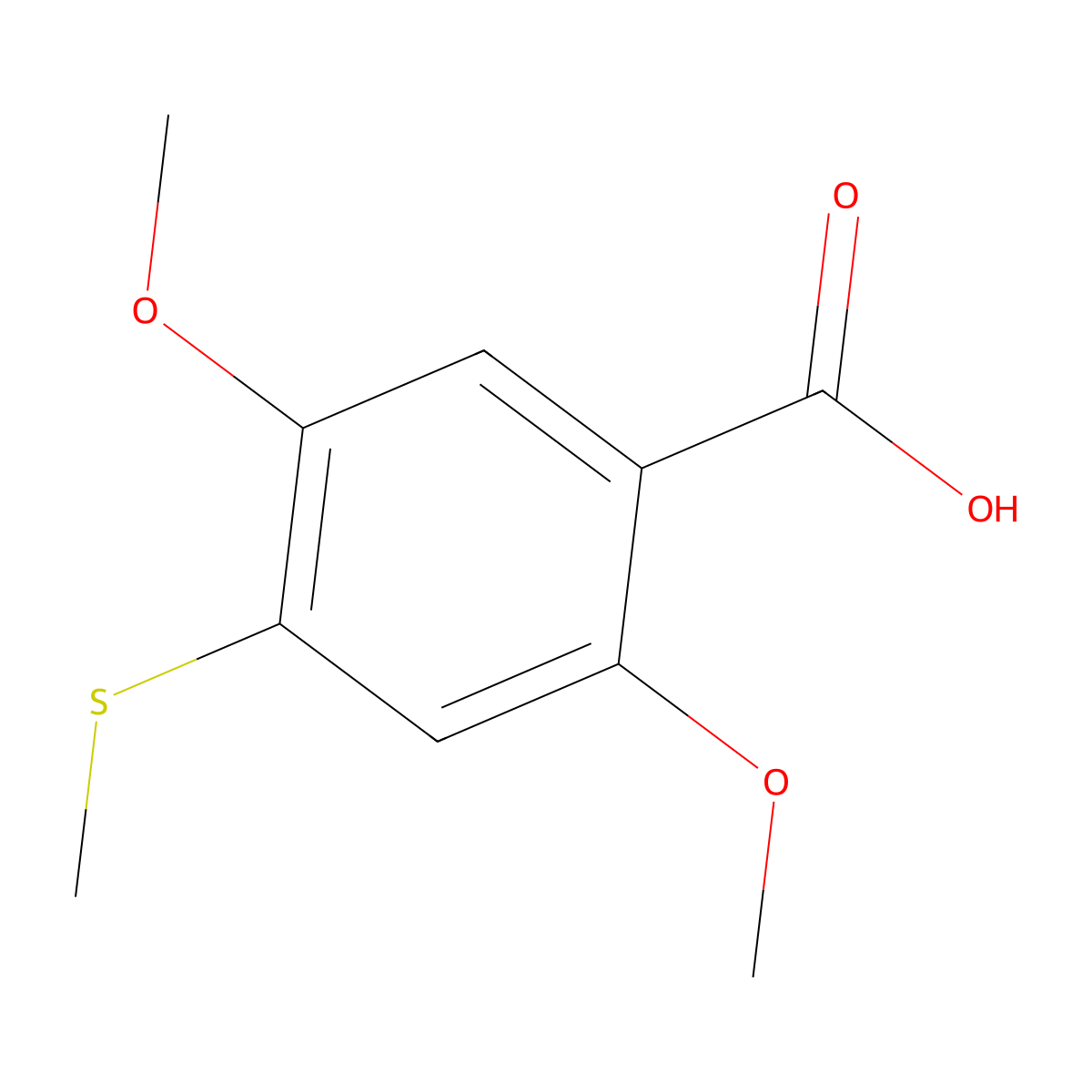 2,5-Dimethoxy-4-(methylthio)benZoic acid molecular structure, CAS 1784184-67-3