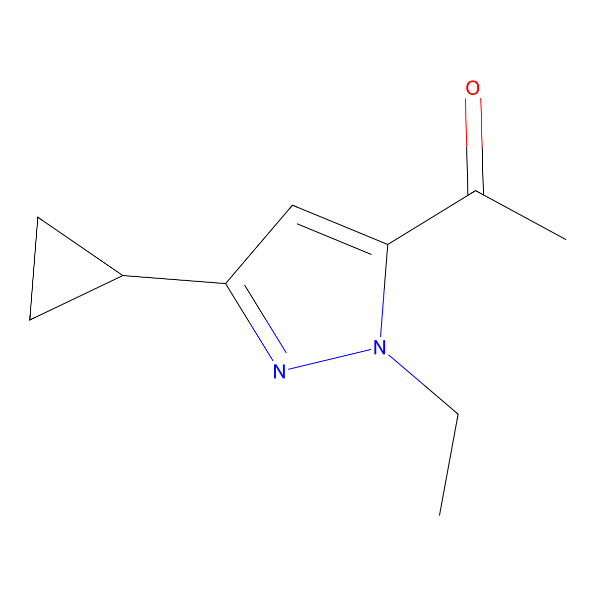 1-(3-Cyclopropyl-1-ethyl-1H-pyrazol-5-yl)ethan-1-one molecular structure, CAS 1784185-18-7
