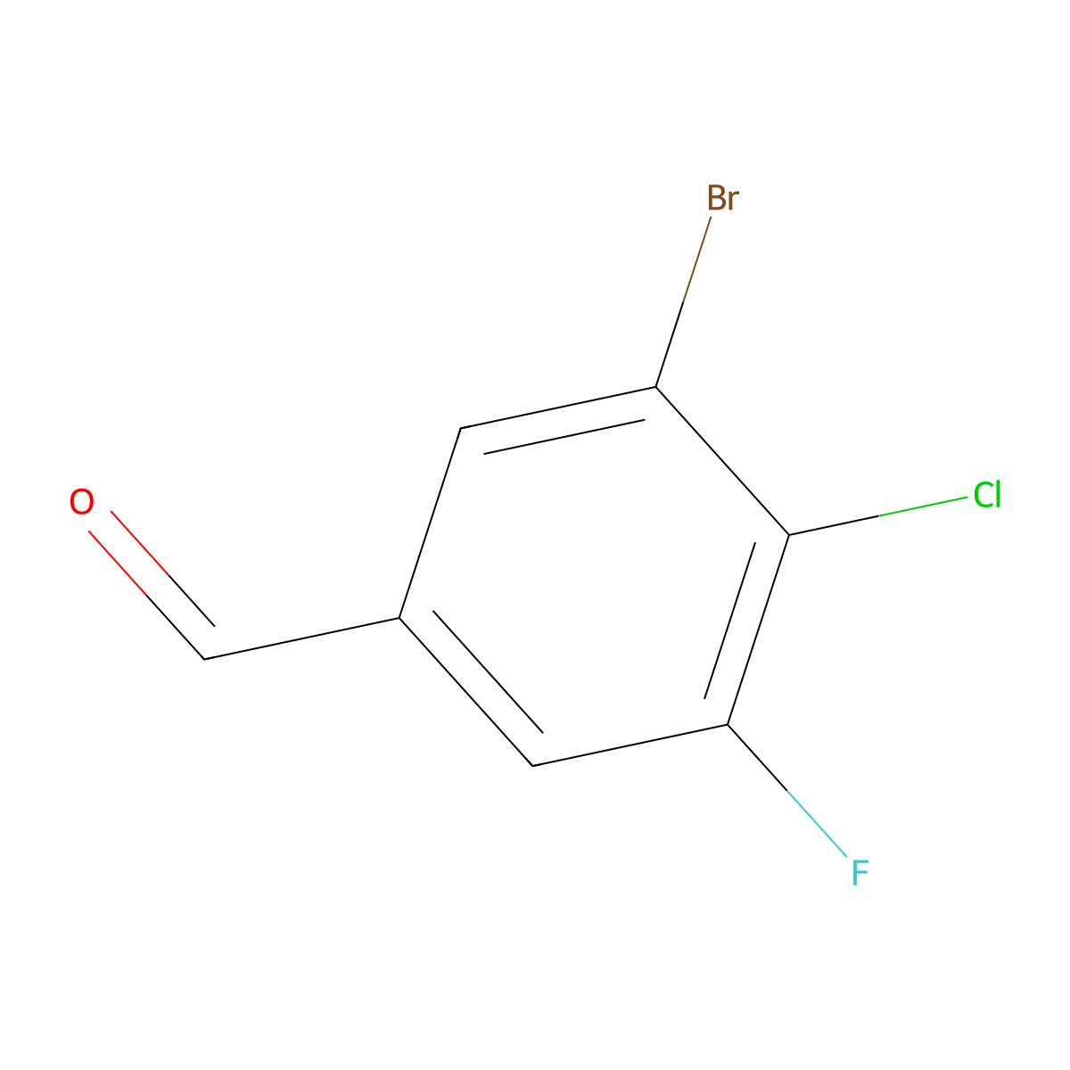 3-Bromo-4-chloro-5-fluorobenzaldehyde molecular structure, CAS 1784187-42-3
