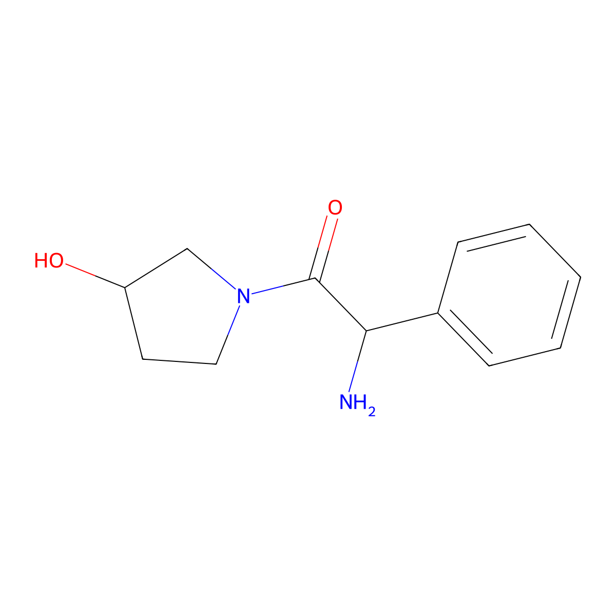 (2s,3's)-2-Amino-1-(3-hydroxy-pyrrolidin-1-yl)-2-phenyl-ethanone molecular structure, CAS 178419-59-5