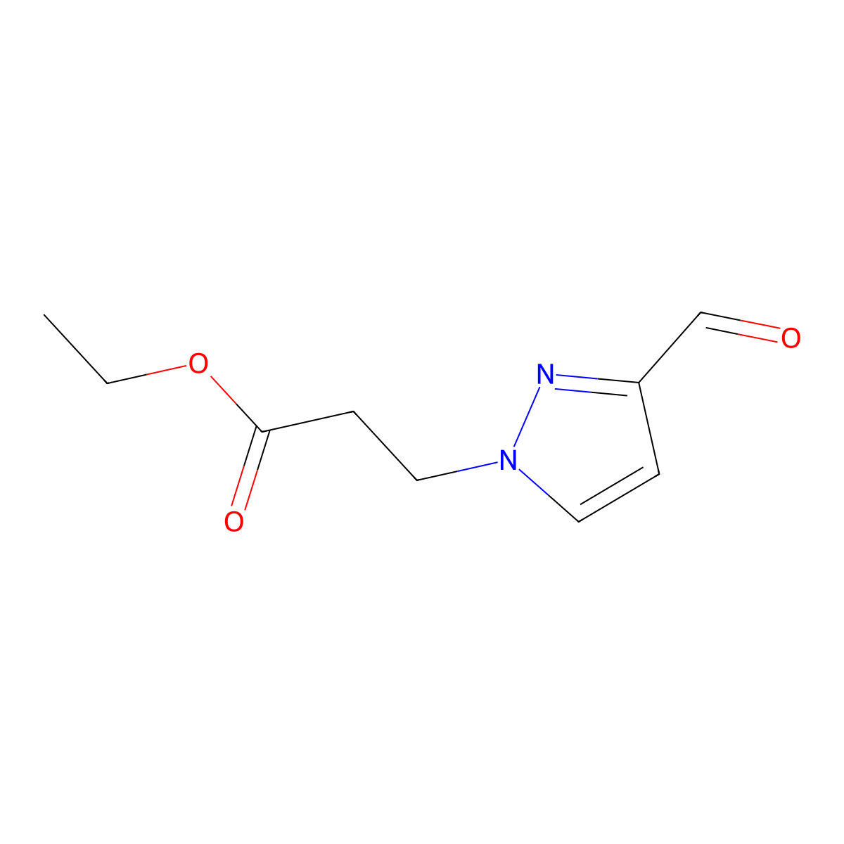 ethyl 3-(3-formyl-1H-pyrazol-1-yl)propanoate molecular structure, CAS 1784210-15-6