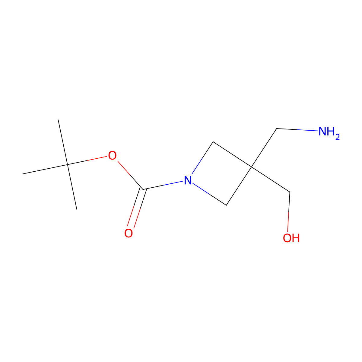 Tert-butyl 3-(aminomethyl)-3-(hydroxymethyl)azetidine-1-carboxylate molecular structure, CAS 1784212-82-3