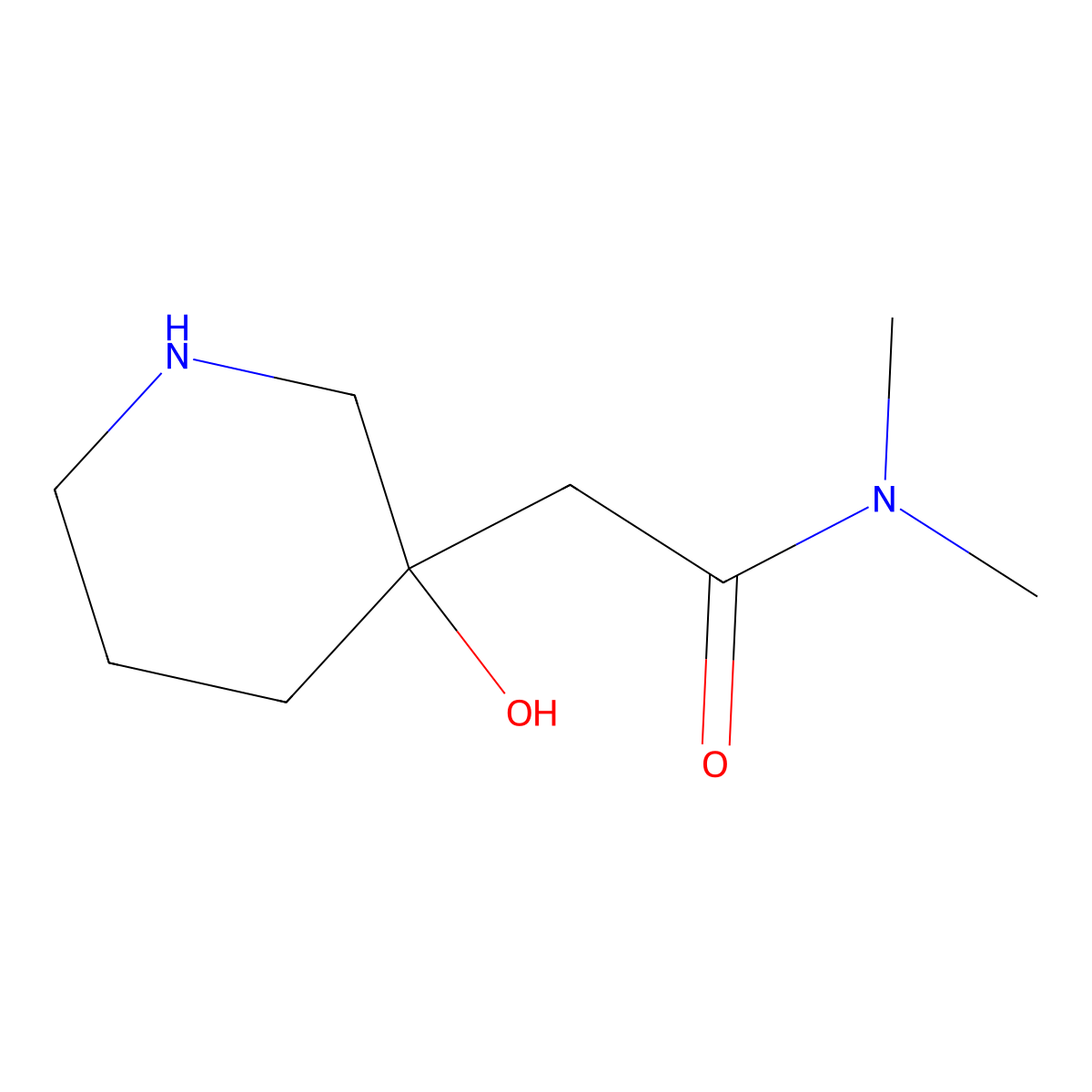 2-(3-hydroxypiperidin-3-yl)-N,N-dimethylacetamide molecular structure, CAS 1784219-81-3