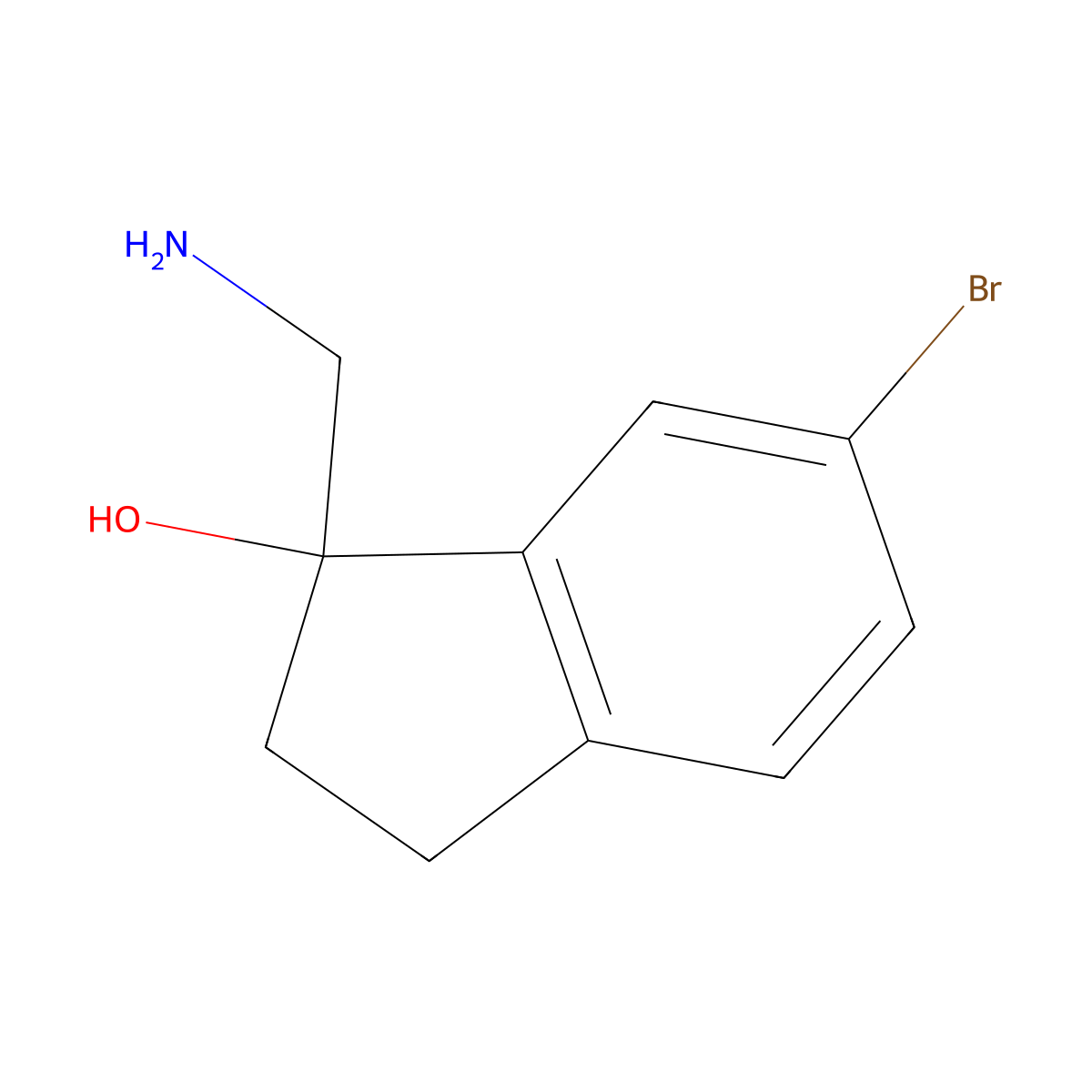 1-(aminomethyl)-6-bromo-2,3-dihydro-1H-inden-1-ol molecular structure, CAS 1784219-99-3