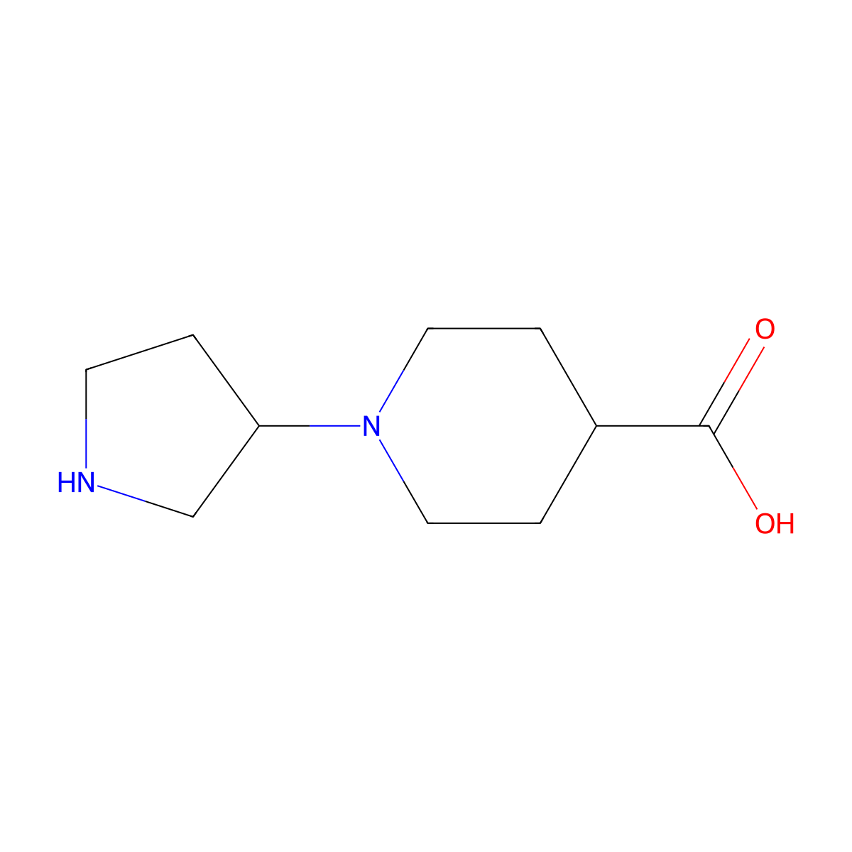 1-(Pyrrolidin-3-YL)piperidine-4-carboxylic acid molecular structure, CAS 1784223-78-4