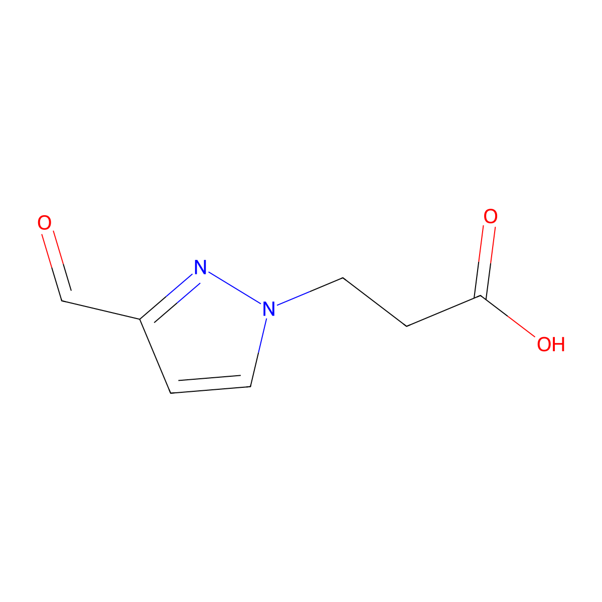 3-(3-formyl-1H-pyrazol-1-yl)propanoic acid molecular structure, CAS 1784224-56-1