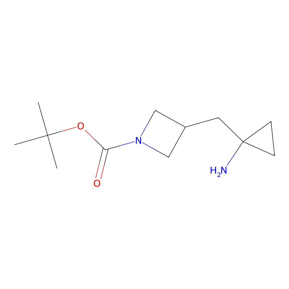 Tert-butyl 3-[(1-aminocyclopropyl)methyl]azetidine-1-carboxylate molecular structure, CAS 1784225-34-8