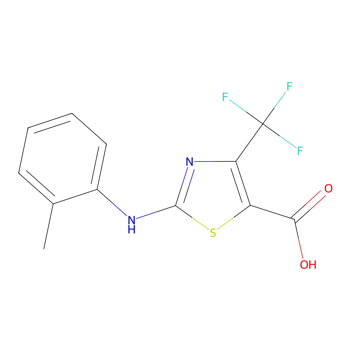 2-[(2-Methylphenyl)amino]-4-(trifluoromethyl)-1,3-thiazole-5-carboxylic acid molecular structure, CAS 1784226-10-3