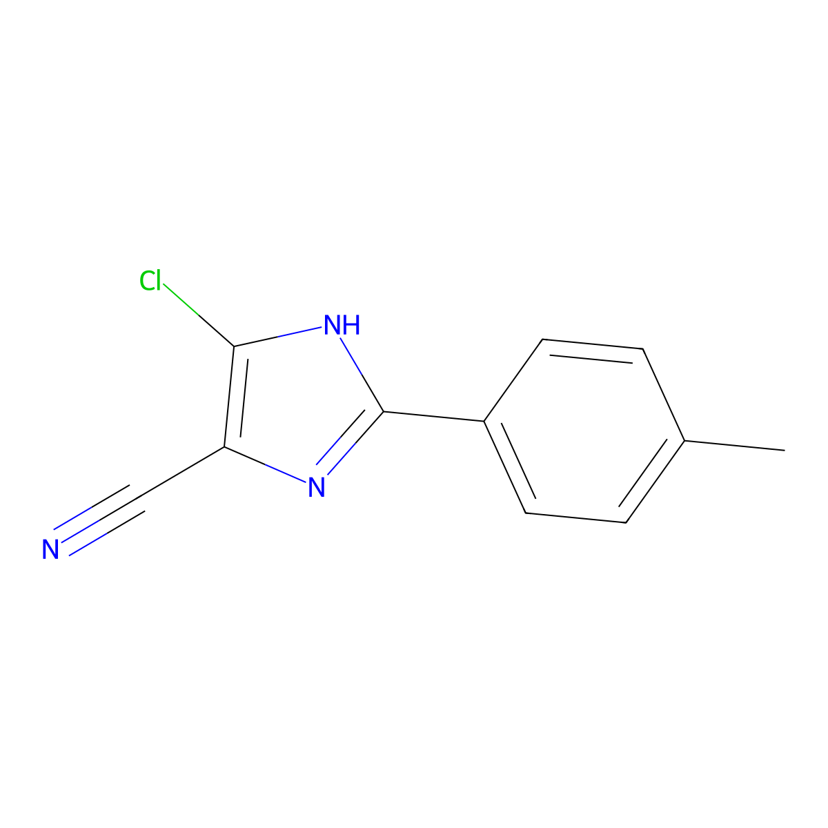 5-chloro-2-(4-methylphenyl)-1H-imidazole-4-carbonitrile molecular structure, CAS 1784229-01-1