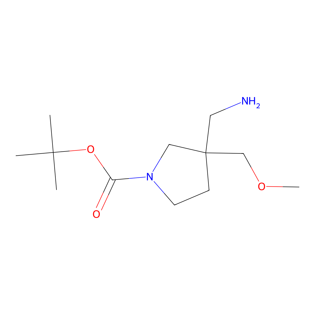 Tert-butyl3-(aminomethyl)-3-(methoxymethyl)pyrrolidine-1-carboxylate molecular structure, CAS 1784231-34-0