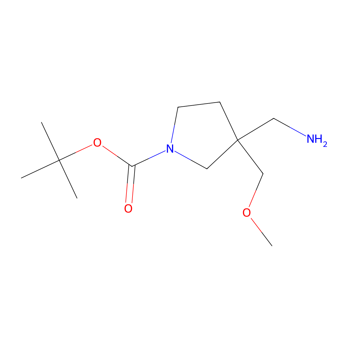 Tert-butyl3-(aminomethyl)-3-(methoxymethyl)pyrrolidine-1-carboxylate molecular structure, CAS 1784231-34-0