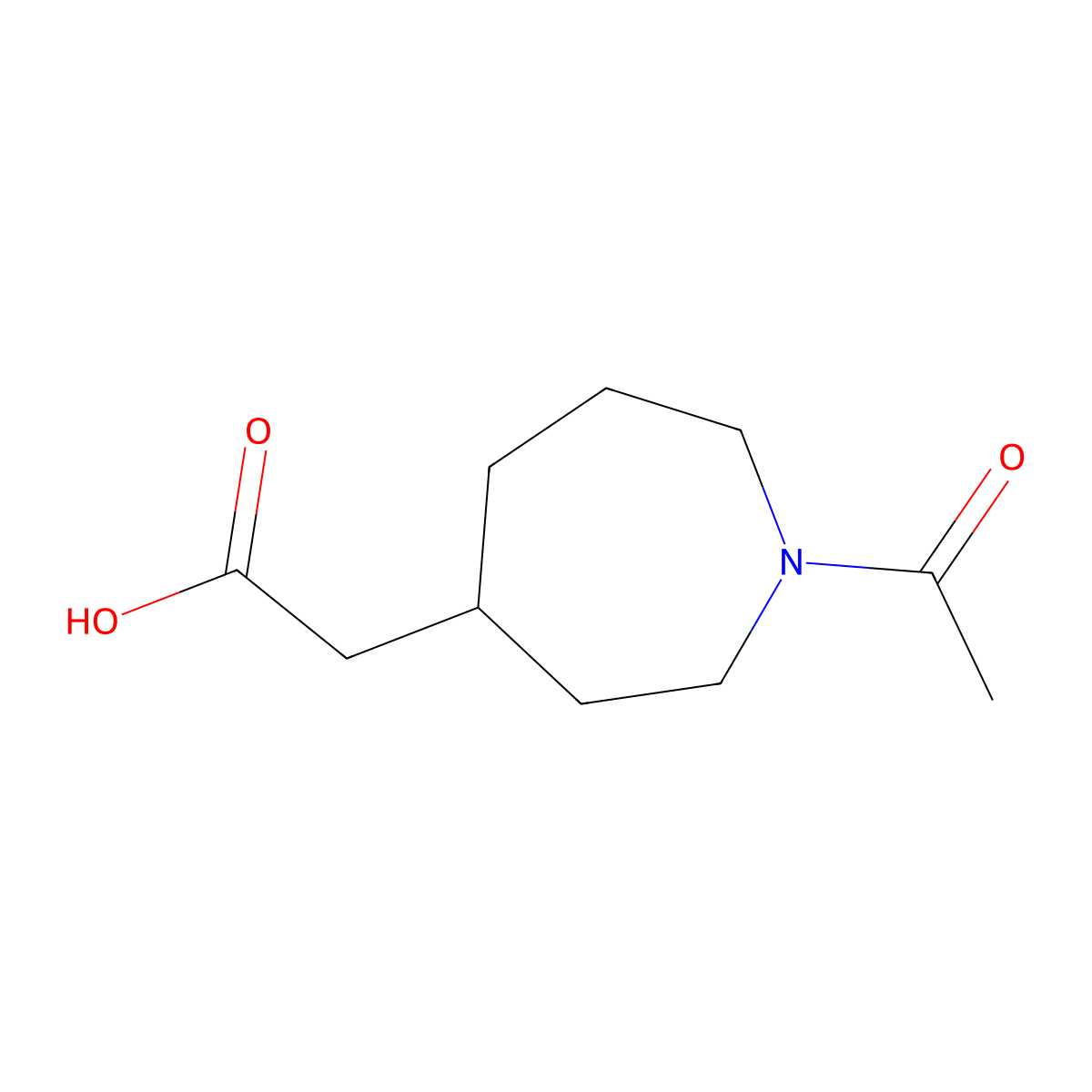 2-(1-Acetylazepan-4-yl)acetic acid molecular structure, CAS 1784235-78-4