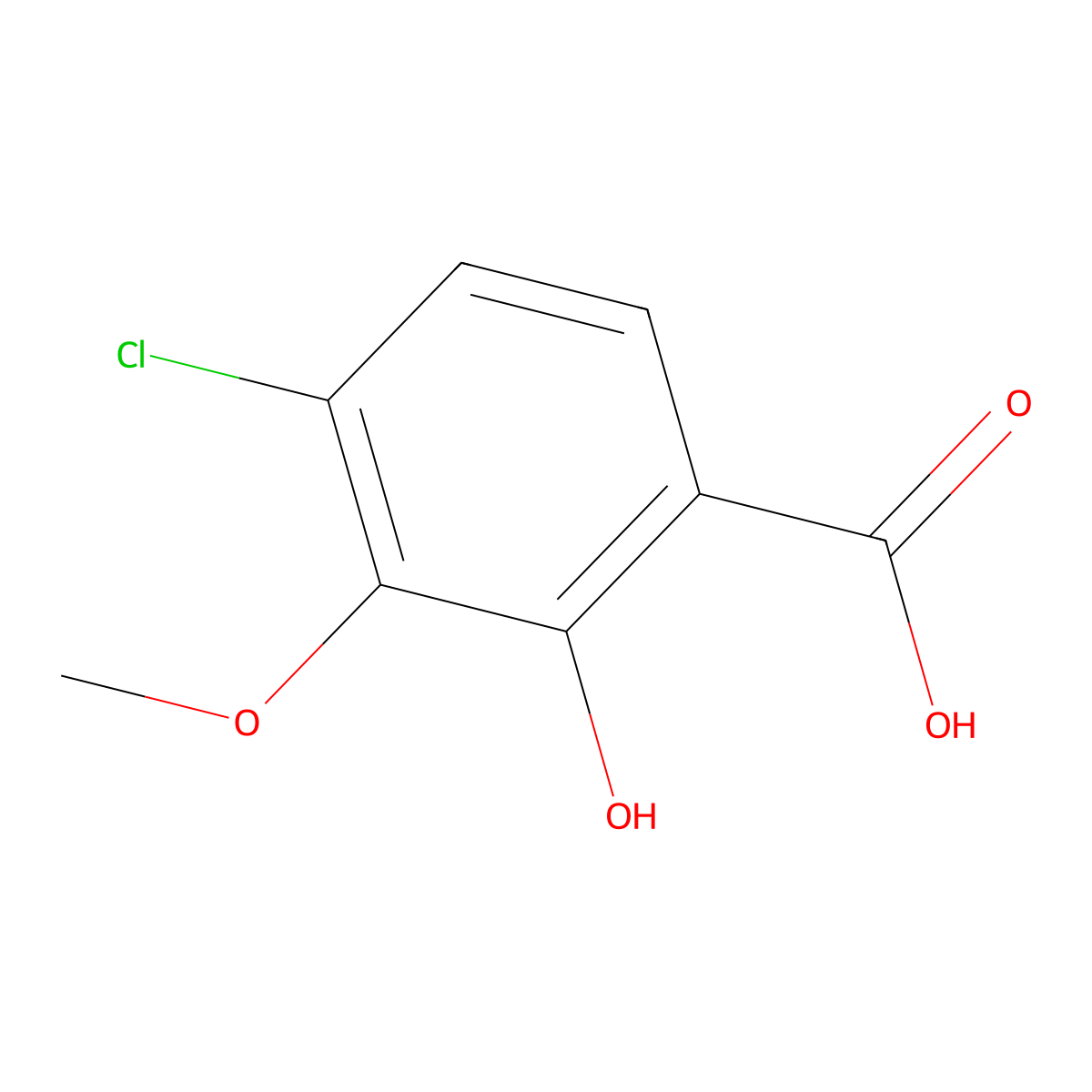 4-Chloro-2-hydroxy-3-methoxybenzoic acid molecular structure, CAS 1784240-35-2