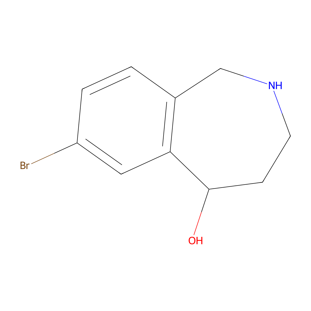 7-bromo-2,3,4,5-tetrahydro-1H-2-benzazepin-5-ol molecular structure, CAS 1784254-35-8