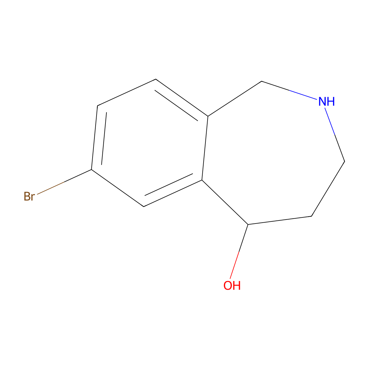 7-bromo-2,3,4,5-tetrahydro-1H-2-benzazepin-5-ol molecular structure, CAS 1784254-35-8