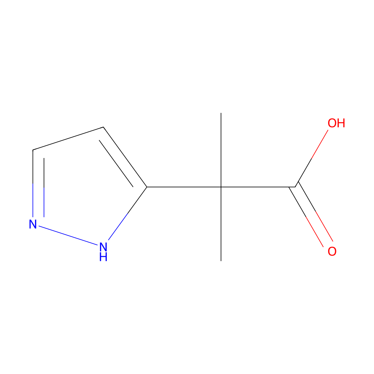 2-Methyl-2-(1H-pyrazol-3-yl)propanoic acid molecular structure, CAS 1784260-94-1