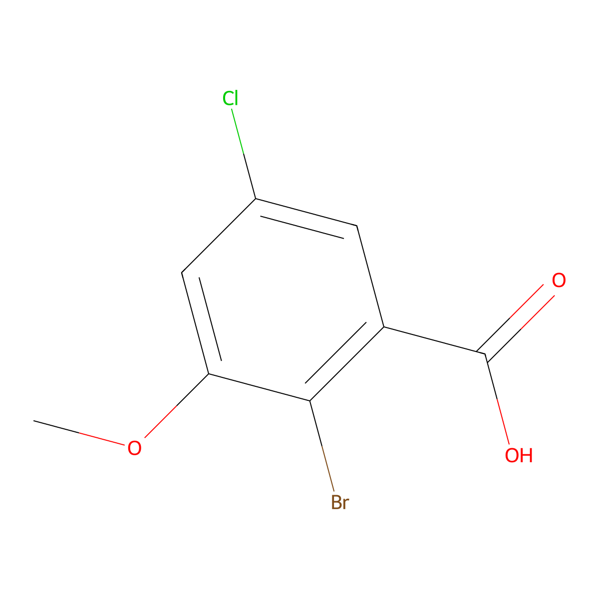 2-Bromo-5-chloro-3-methoxybenzoic acid molecular structure, CAS 1784264-94-3