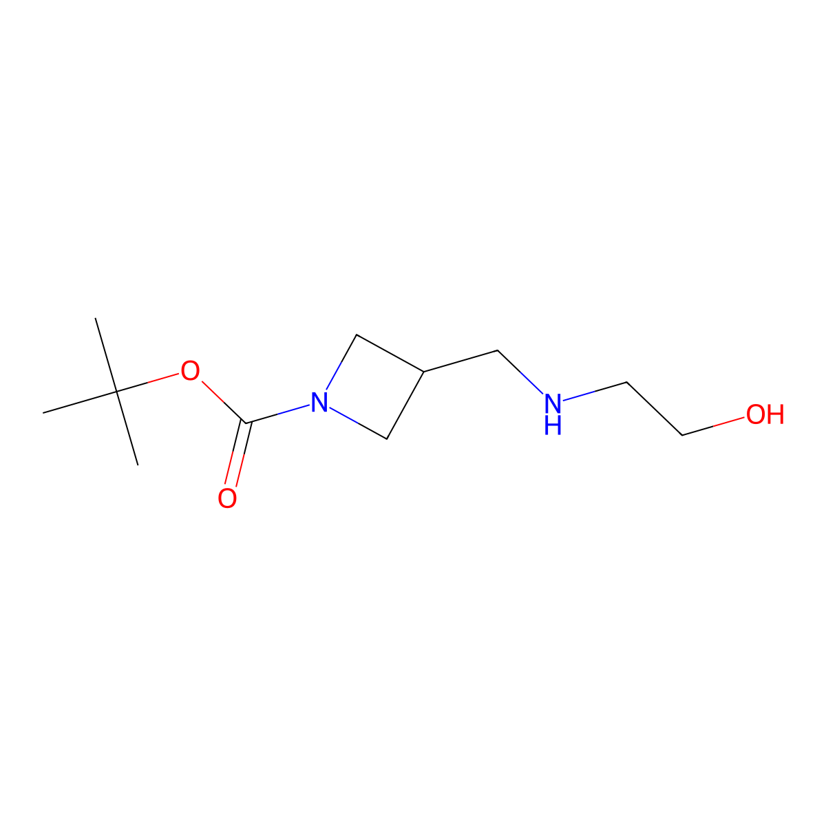 Tert-butyl 3-{[(2-hydroxyethyl)amino]methyl}azetidine-1-carboxylate molecular structure, CAS 1784266-59-6