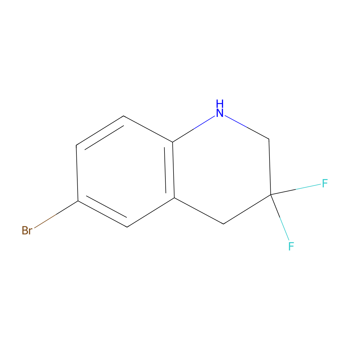 6-Bromo-3,3-difluoro-1,2,3,4-tetrahydroquinoline molecular structure, CAS 1784273-09-1