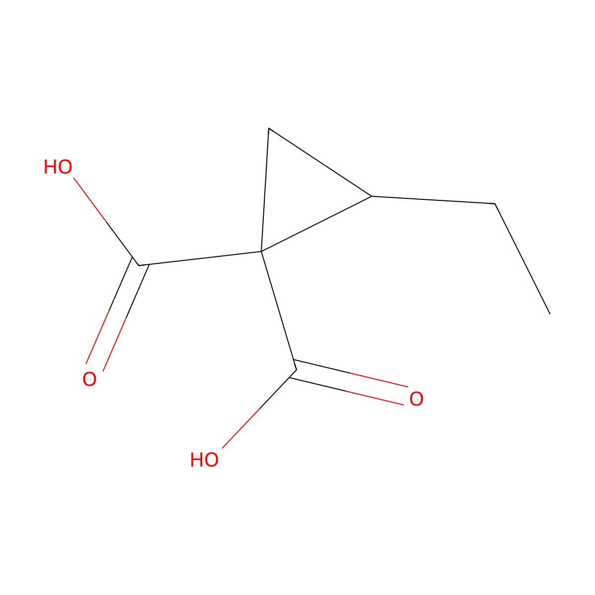 2-Ethylcyclopropane-1,1-dicarboxylic acid molecular structure, CAS 1784277-54-8