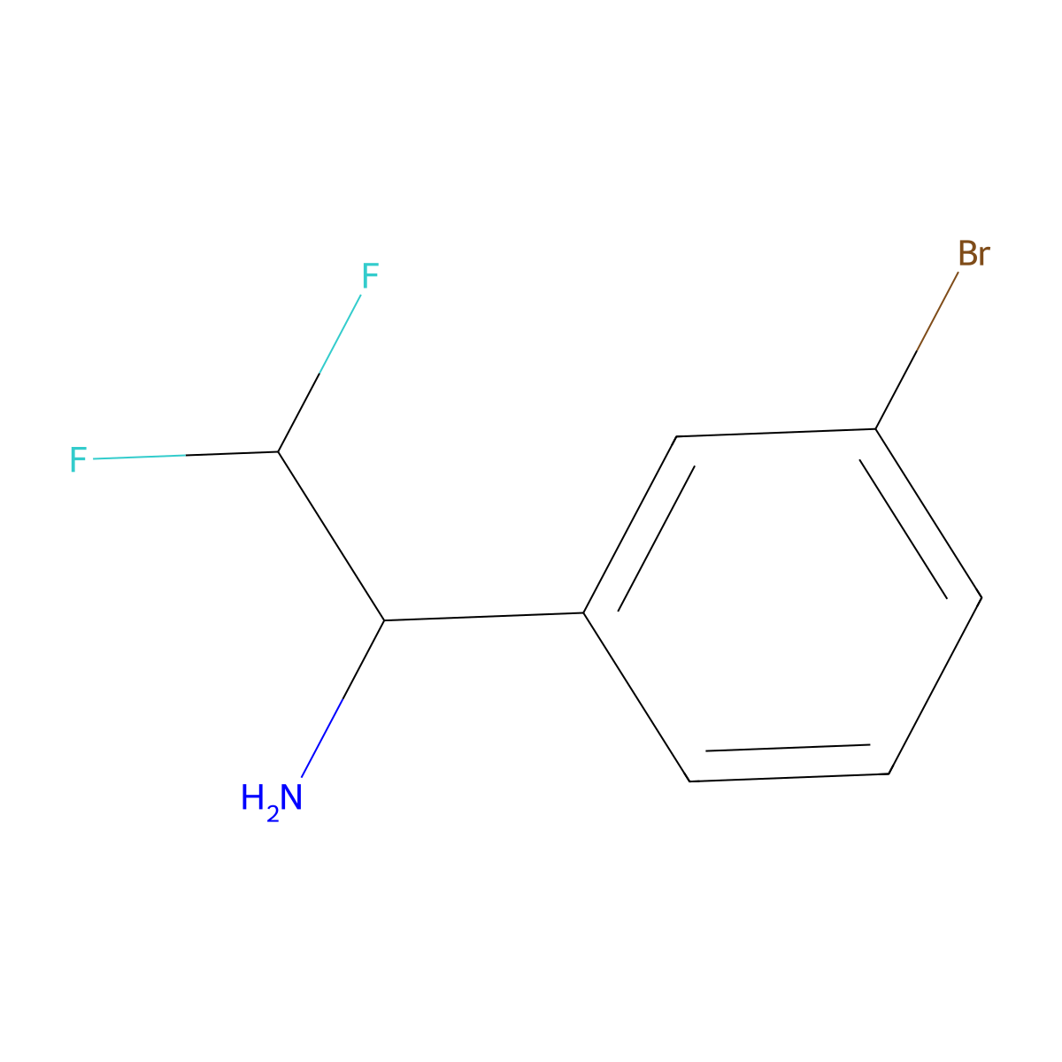 1-(3-Bromophenyl)-2,2-difluoroethan-1-amine molecular structure, CAS 1784285-54-6
