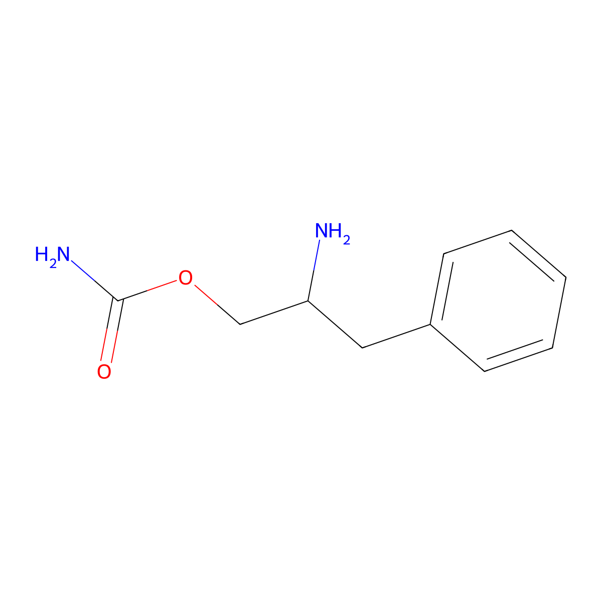 Solriamfetol (2-amino-3-phenylpropyl carbamate; benzenepropanol, beta-amino-, carbamate (ester)) molecular structure, CAS 178429-61-3