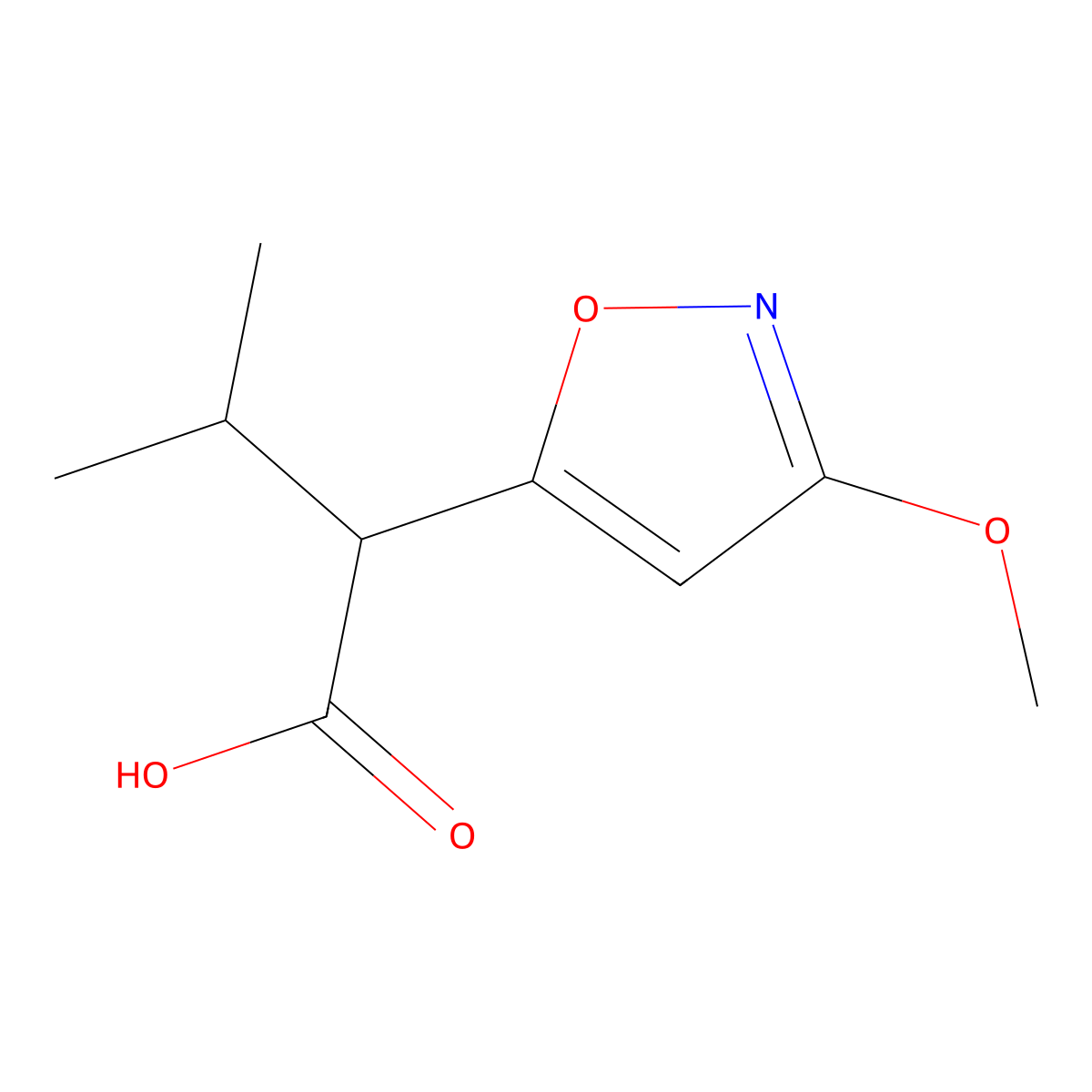 2-(3-Methoxyisoxazol-5-YL)-3-methyl-butanoic acid molecular structure, CAS 1784297-35-3