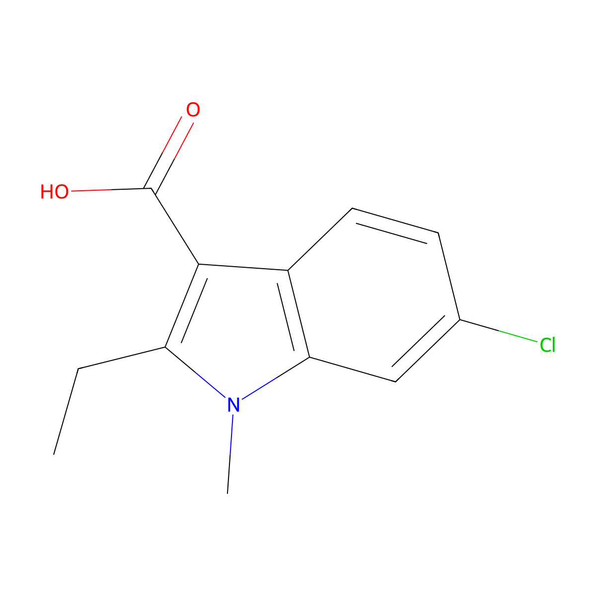 6-Chloro-2-ethyl-1-methyl-1H-indole-3-carboxylic acid molecular structure, CAS 1784299-01-9