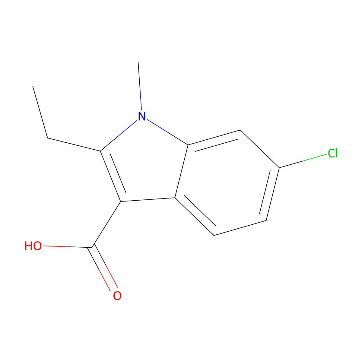 6-Chloro-2-ethyl-1-methyl-1H-indole-3-carboxylic acid molecular structure, CAS 1784299-01-9