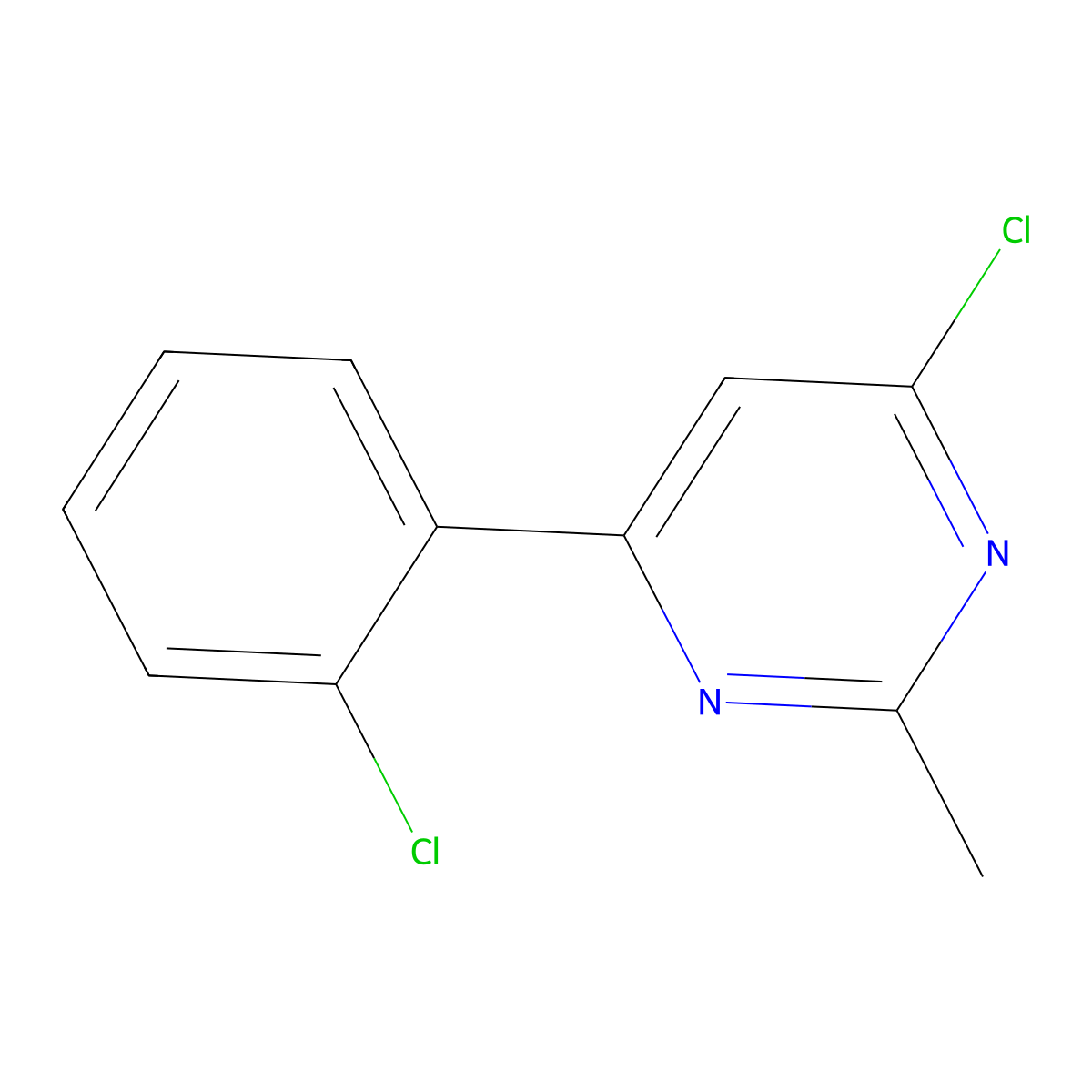 4-Chloro-6-(2-chlorophenyl)-2-methylpyrimidine molecular structure, CAS 178430-14-3