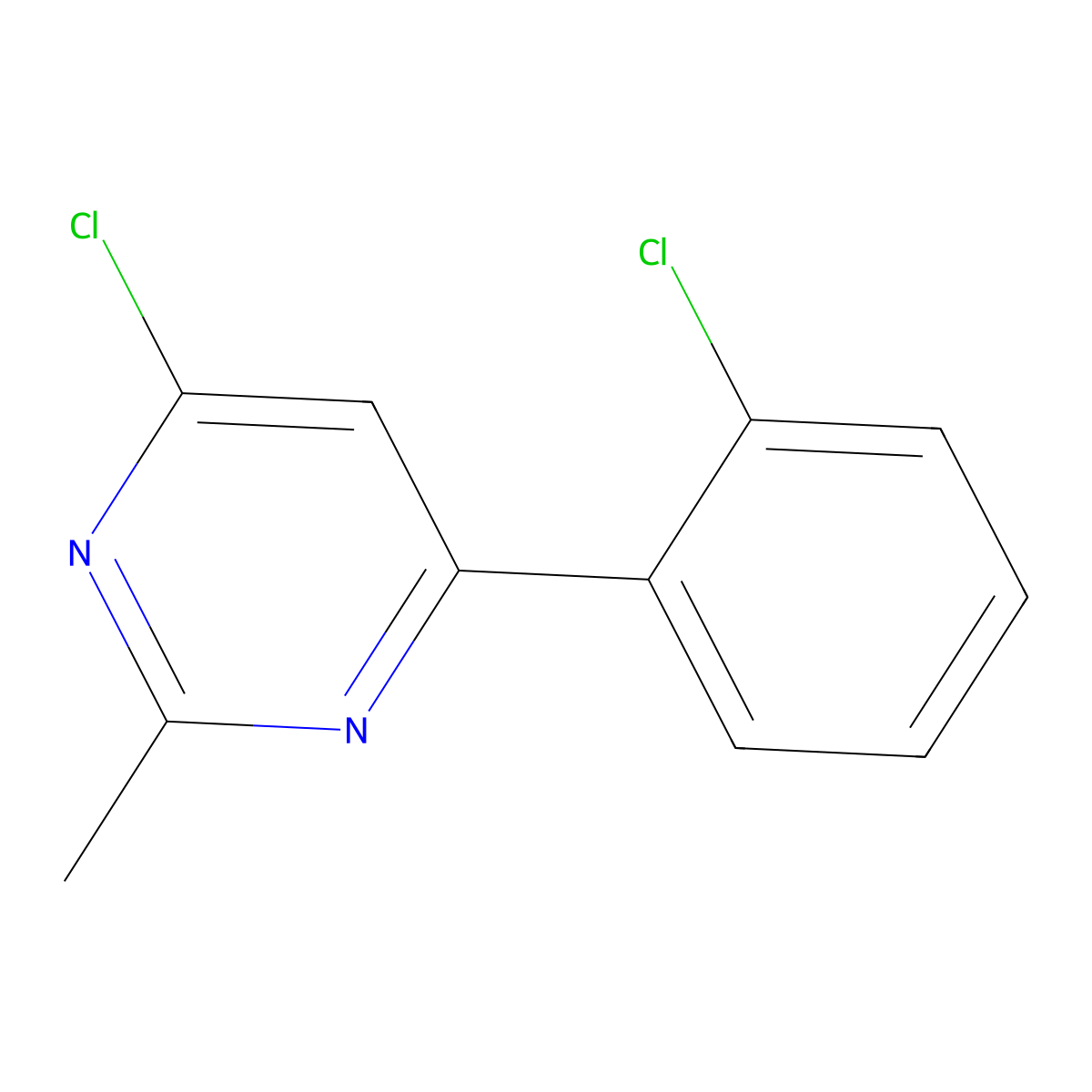 4-Chloro-6-(2-chlorophenyl)-2-methylpyrimidine molecular structure, CAS 178430-14-3