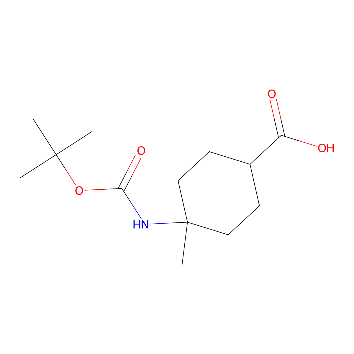 4-((tert-Butoxycarbonyl)amino)-4-methylcyclohexane-1-carboxylic acid molecular structure, CAS 1784301-57-0