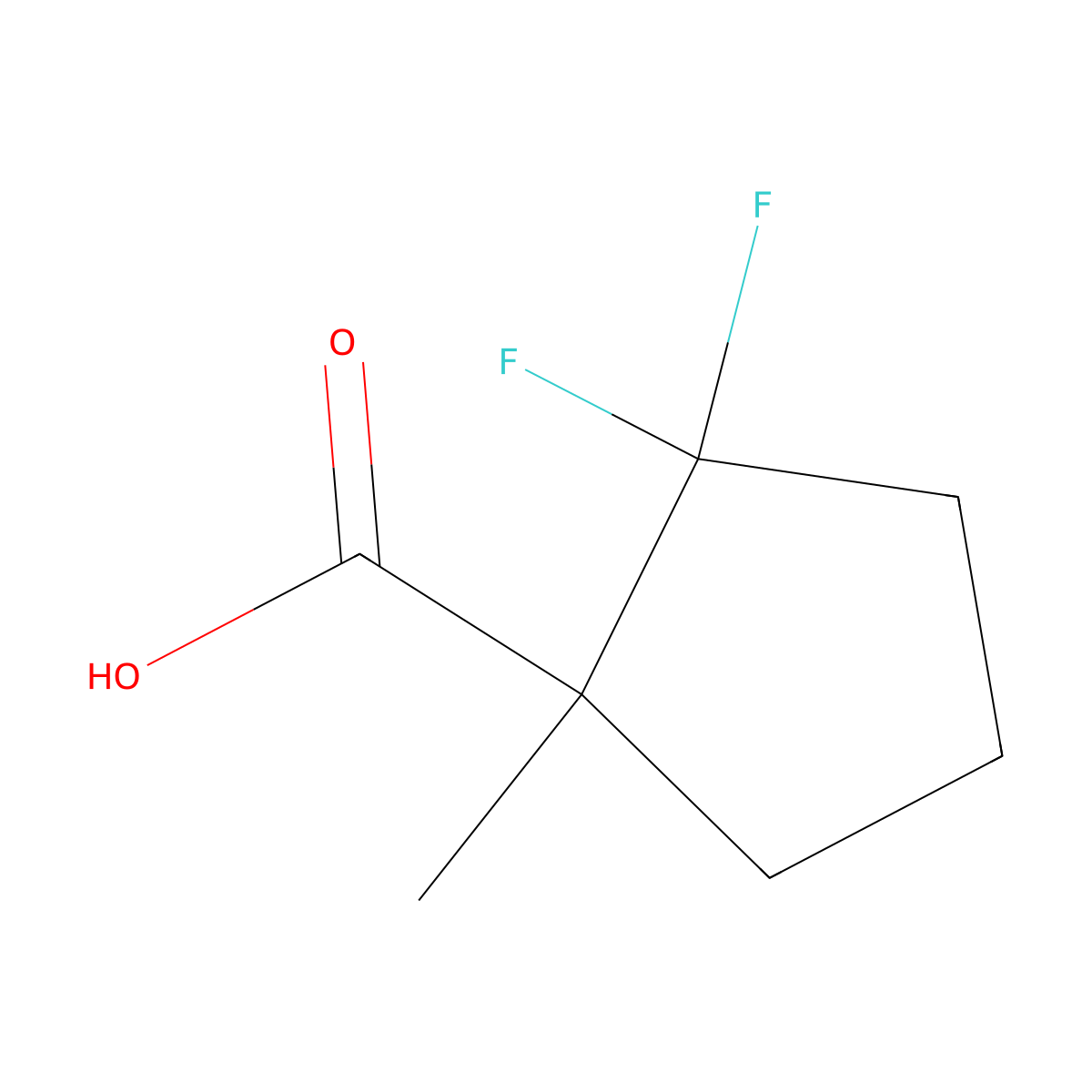 2,2-Difluoro-1-methylcyclopentane-1-carboxylic acid molecular structure, CAS 1784302-90-4