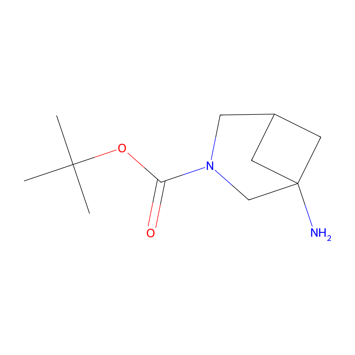 Tert-butyl 1-amino-3-azabicyclo(3.1.1)heptane-3-carboxylate molecular structure, CAS 1784306-64-4