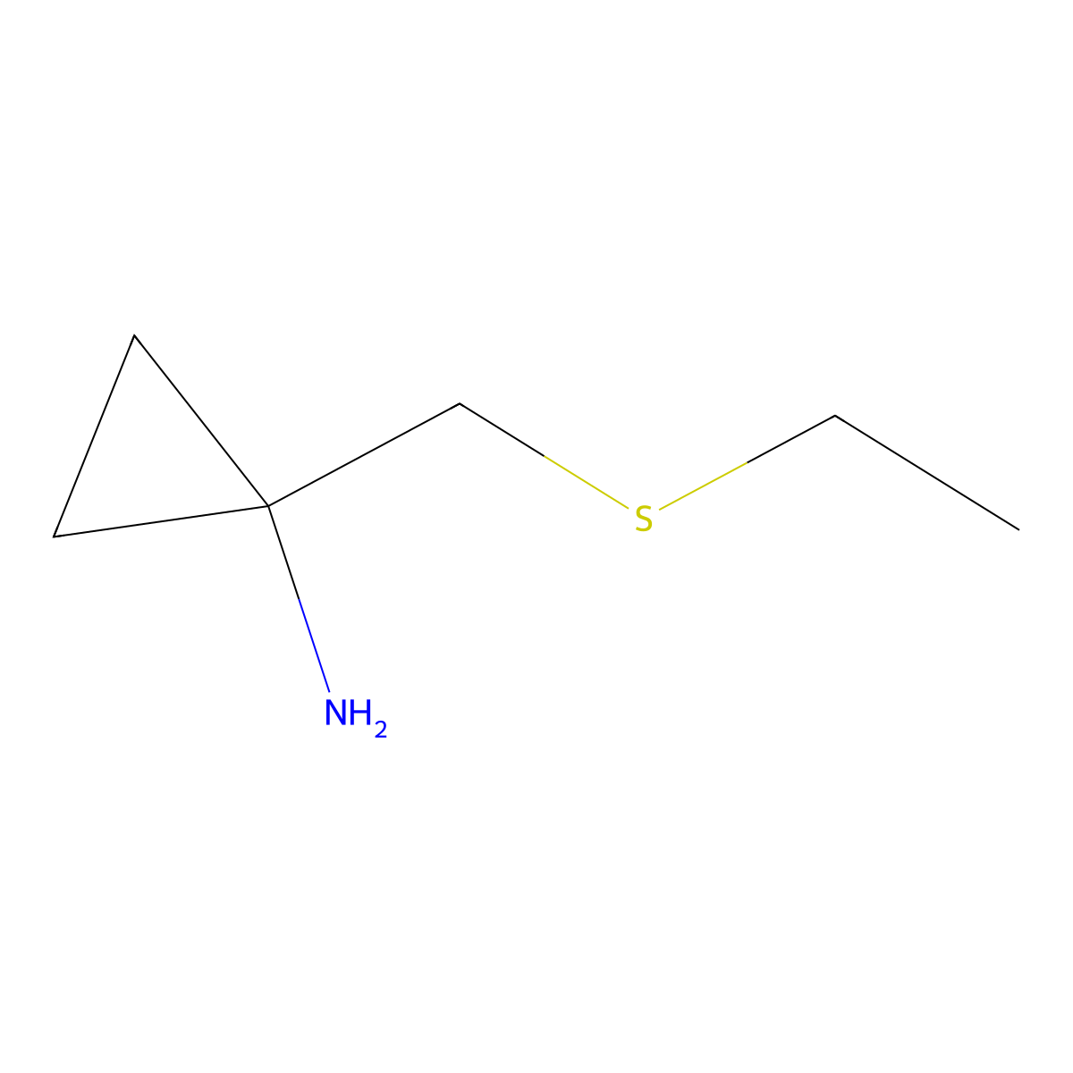 1-[(Ethylsulfanyl)methyl]cyclopropan-1-amine molecular structure, CAS 1784307-70-5