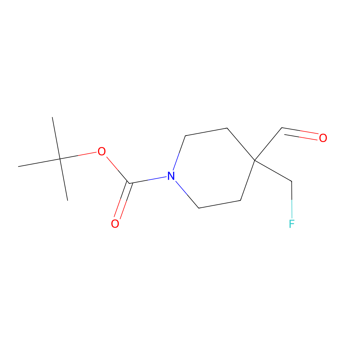 Tert-butyl 4-(fluoromethyl)-4-formylpiperidine-1-carboxylate molecular structure, CAS 1784309-08-5