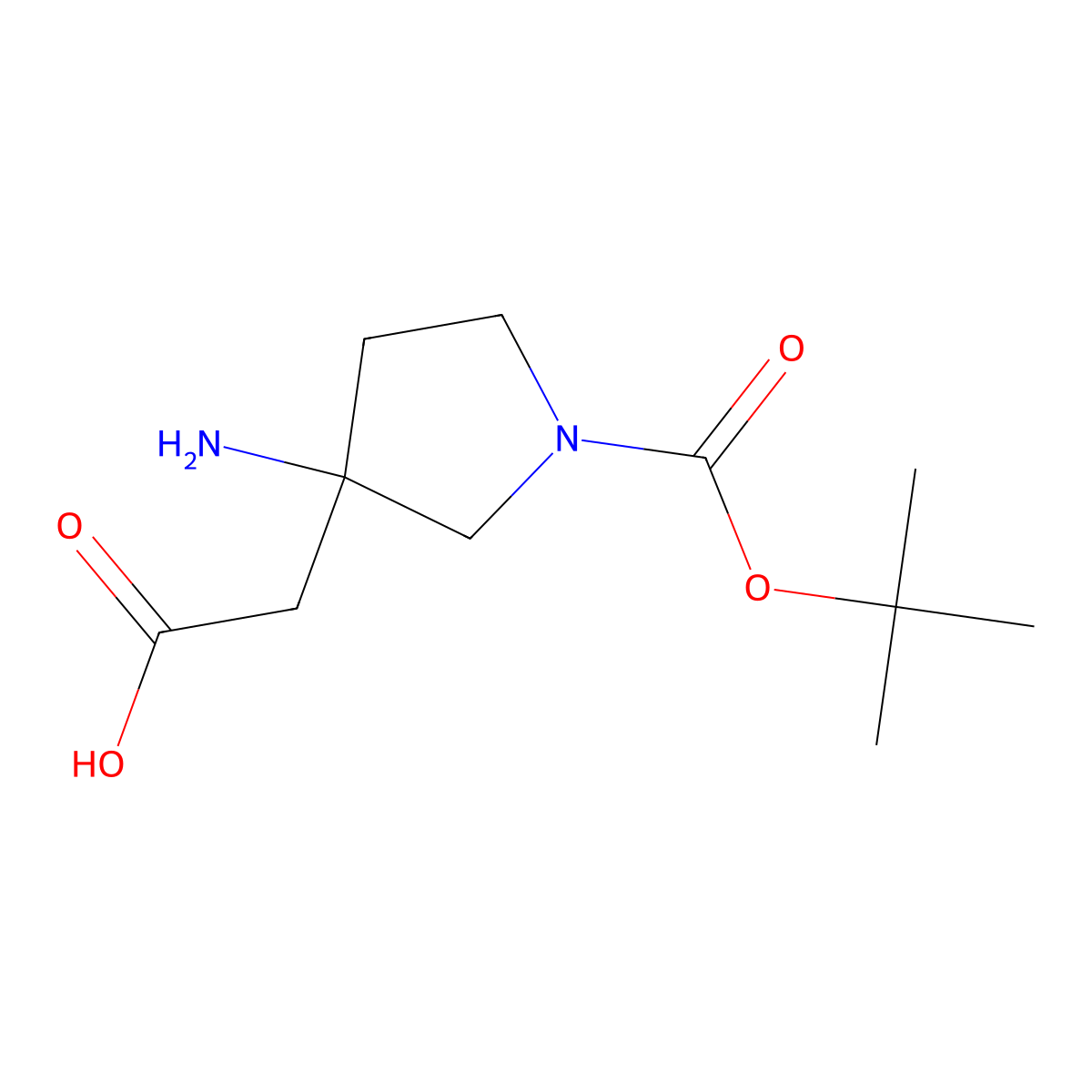 2-{3-Amino-1-[(tert-butoxy)carbonyl]pyrrolidin-3-yl}acetic acid molecular structure, CAS 1784312-75-9