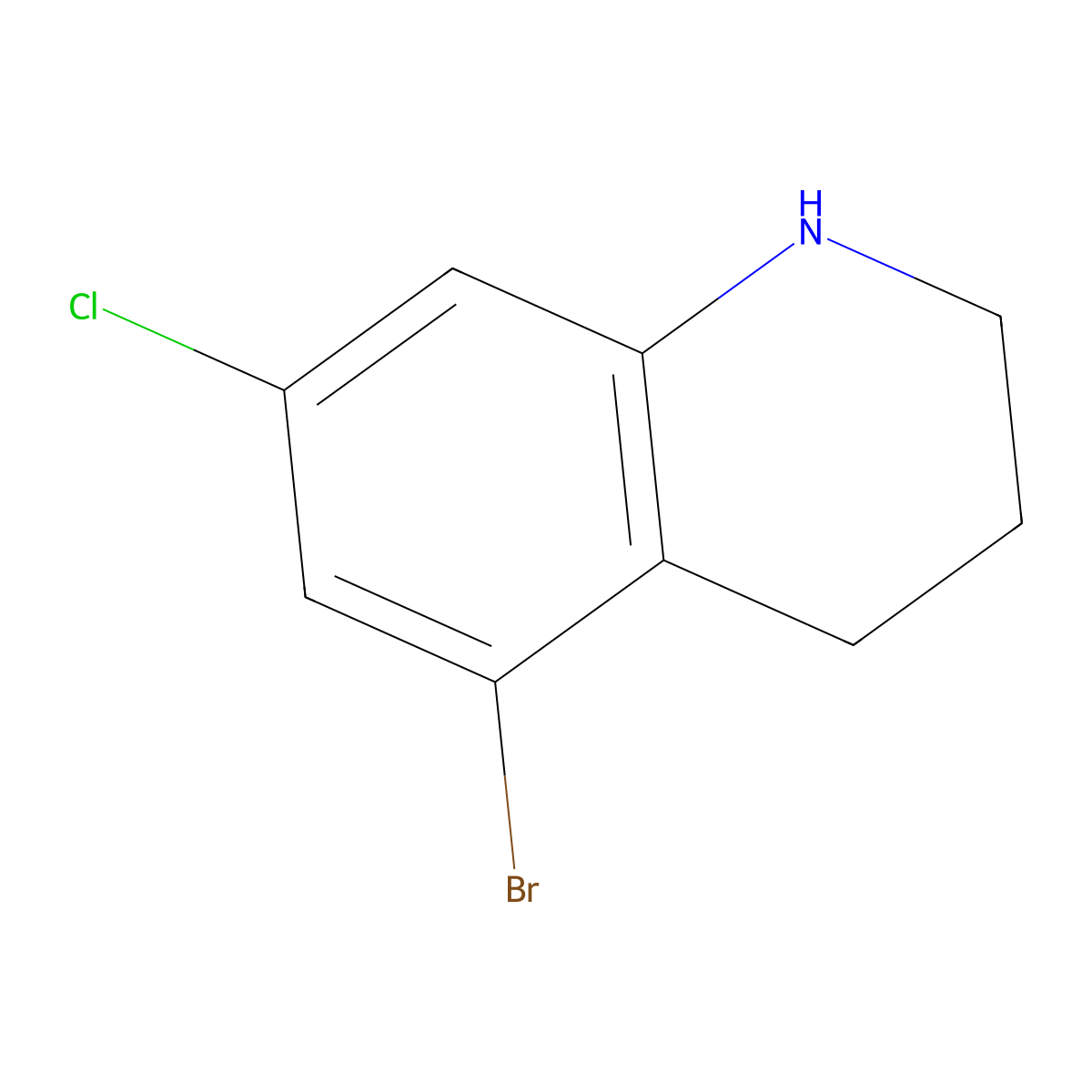 5-Bromo-7-chloro-1,2,3,4-tetrahydroquinoline molecular structure, CAS 1784313-67-2