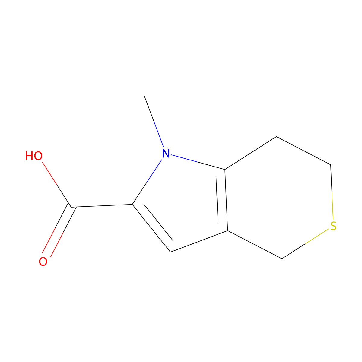 1-methyl-1H,4H,6H,7H-thiopyrano[4,3-b]pyrrole-2-carboxylic acid molecular structure, CAS 1784316-97-7