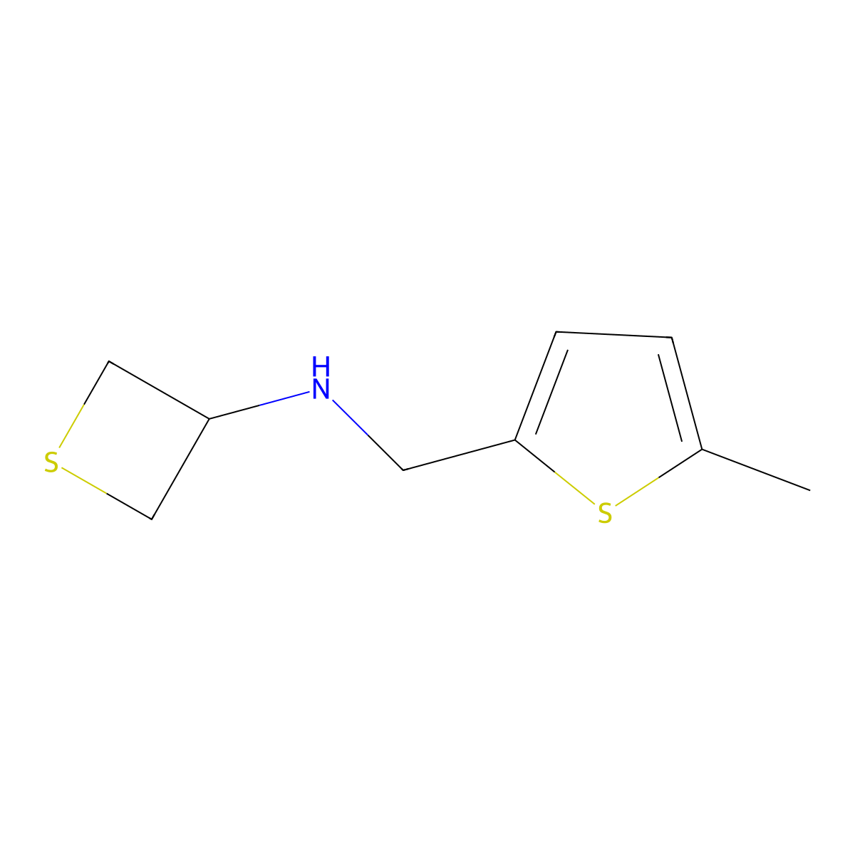 N-((5-Methylthiophen-2-yl)methyl)thietan-3-amine molecular structure, CAS 1784317-19-6